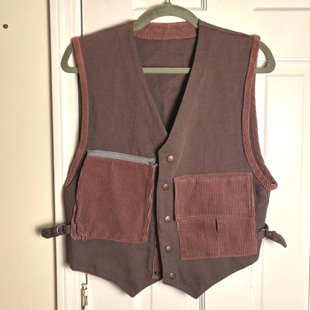 Donald J. Pliner Brown Corduroy Patch-Pocket Vest